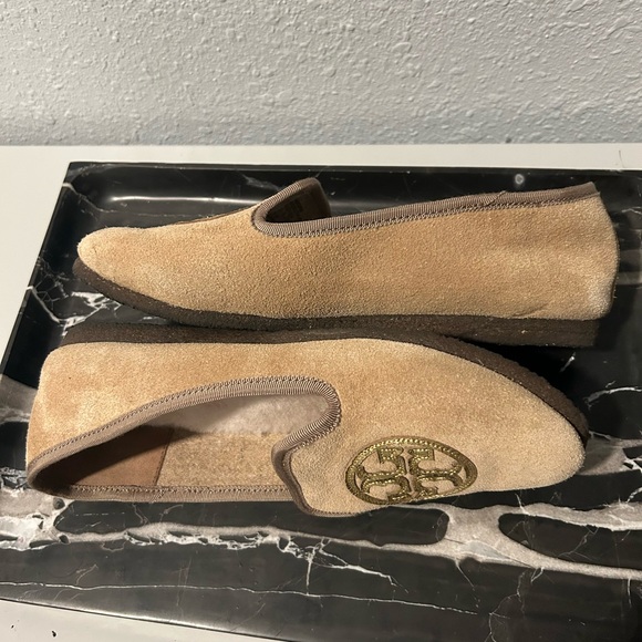Tory Burch Billy Real Suede Shearling Slippers Logo 8 - Picture 7 of 12